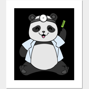 Funny panda as a doctor Posters and Art